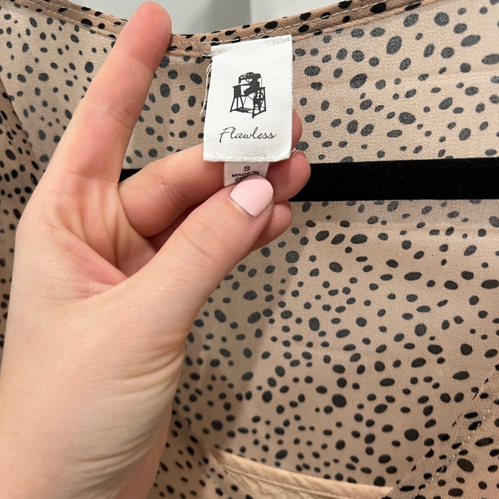 Vici nude/ light pink dress with black spots. Size small. Slip included. - Picture 2 of 2